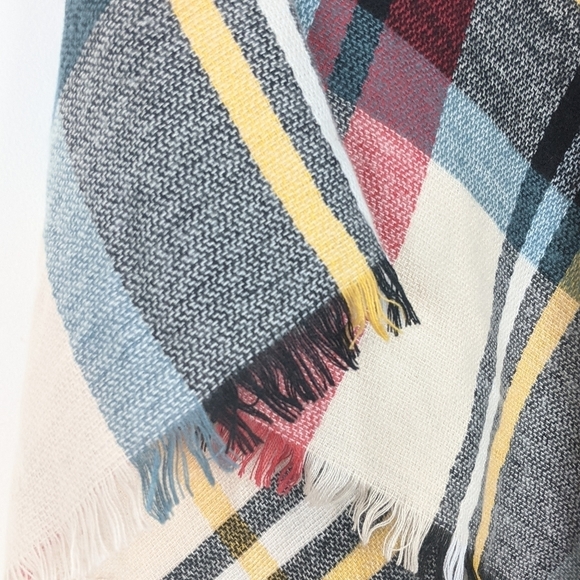 Winter Check Blanket Shawl Scarf Women's One Size Multicolor - Picture 2 of 3